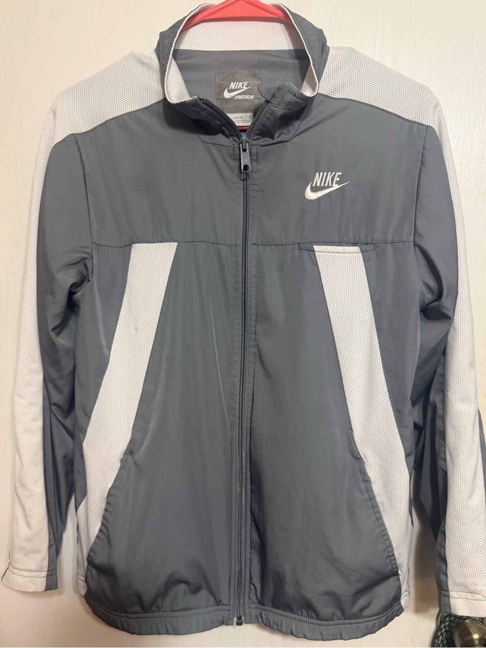 Nike Gray and White Kids Lightweight Zip Track Jacket